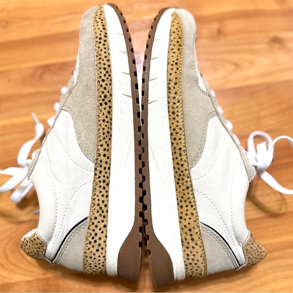 MWL Madewell Kickoff Trainer Leather Suede Cream & Tan Sneakers Clean Sanitized - Picture 7 of 10
